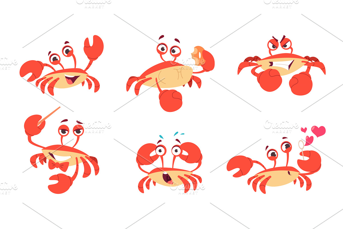 Crab. Funny cartoon underwater ocean, an Animal Illustration by Onyx