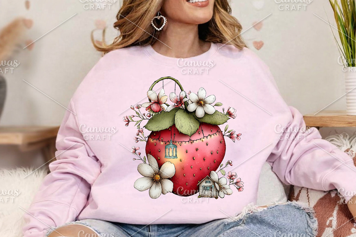 Whimsical Spring Strawberry Clipart, an Illustration by Canvas Craft (Photo 4 of 7)