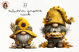 Autumn Gnome PNG Clipart Bundle, a Seasonal Illustration by Nicolle's Colorful Art