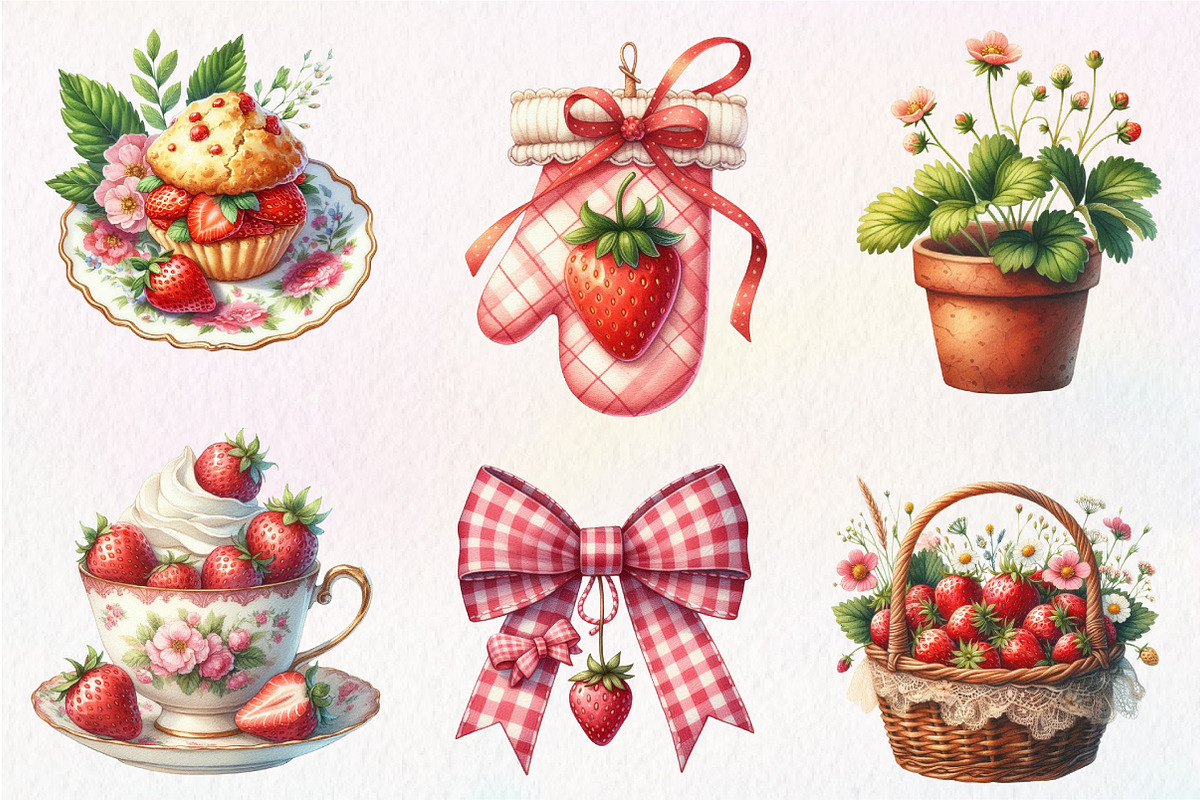 Strawberry Cottage PNG Clipart Bundl, an Illustration by CreationArt (Photo 4 of 5)