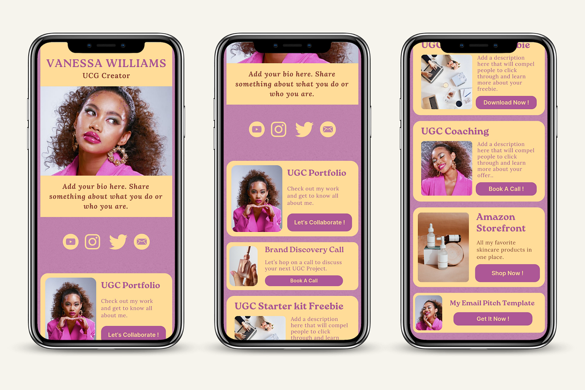 Instagram Link In Bio Website Canva, a Landing Page Template by The Chaos Project (Photo 2 of 8)