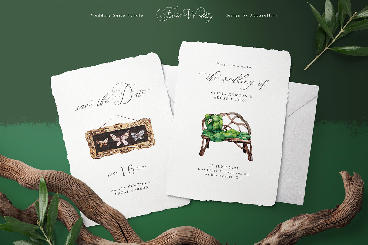 Forest Wedding Suite BUNDLE, an Invitation Template by Aquarellina (Photo 14 of 17)