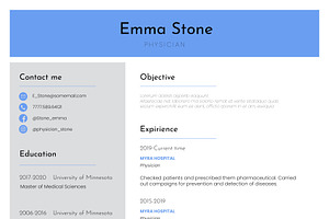 Resume Template Physician InDesign