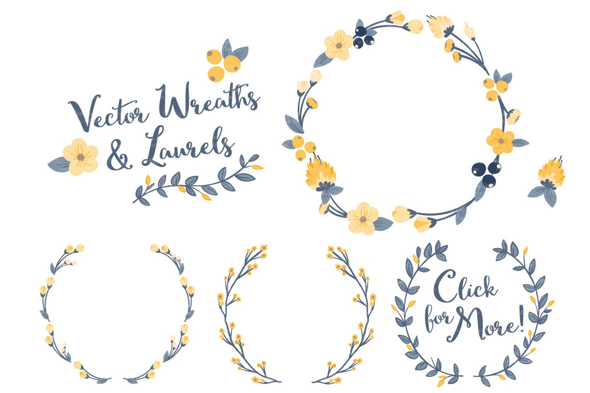 Navy & Lemon Vector Flower Wreaths, an Illustration by Amanda Ilkov (Photo 3 of 3)
