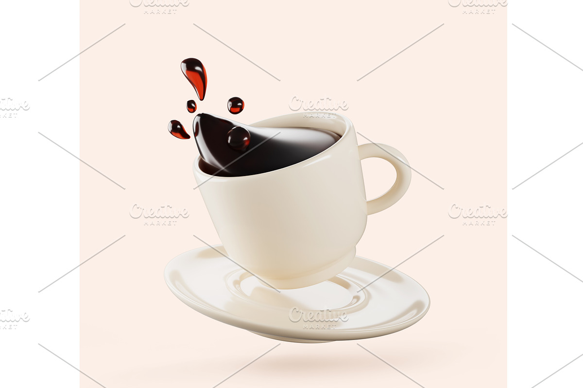 3d white ceramic cup with saucer and, a Food & Drink 3D Model by Marozhkastudio