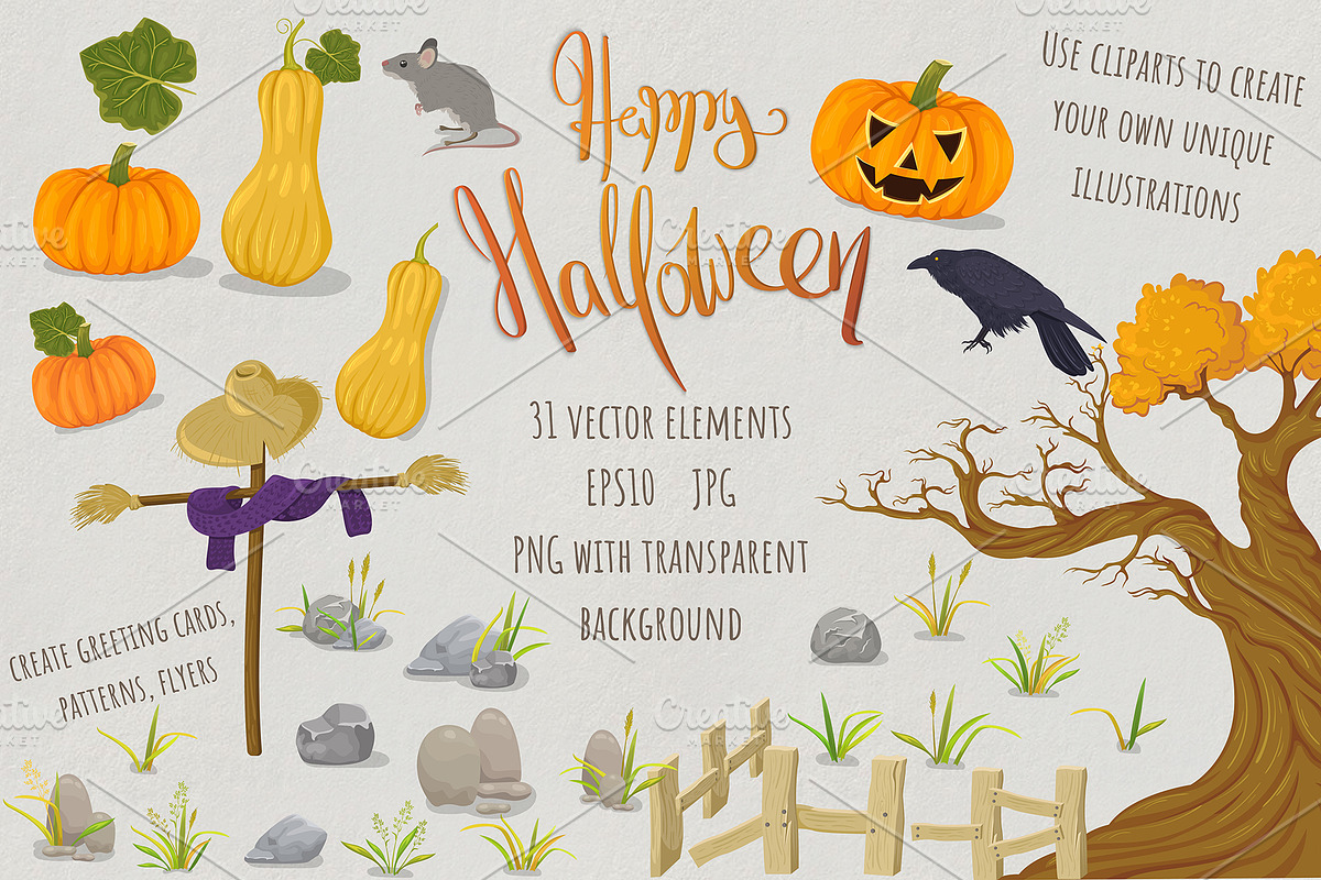 Halloween tree. Big set, an Illustration by HmarkaShop (Photo 2 of 5)
