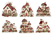 Whimsical Christmas House Clipart, a Seasonal Illustration by Creative Art (Thumbnail 2 of 7)