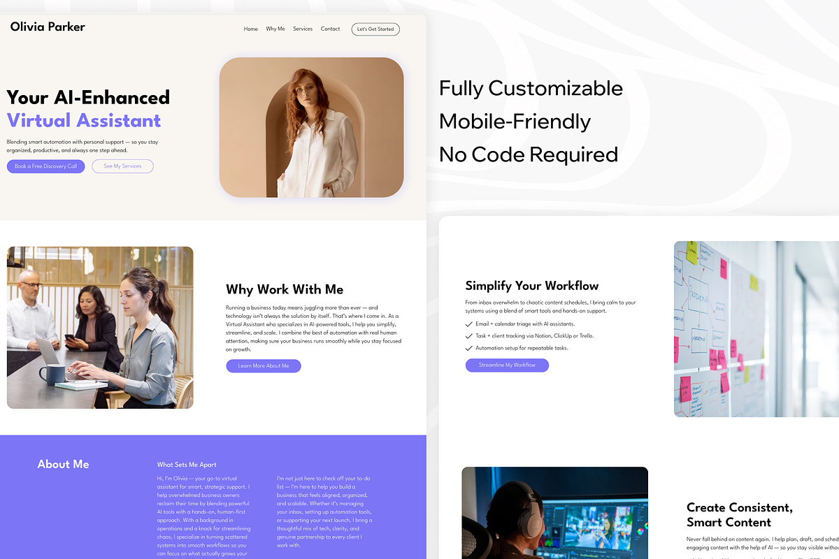 Virtual Assistant Wix Template preview 2