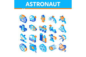 Astronaut Equipment Isometric Icons