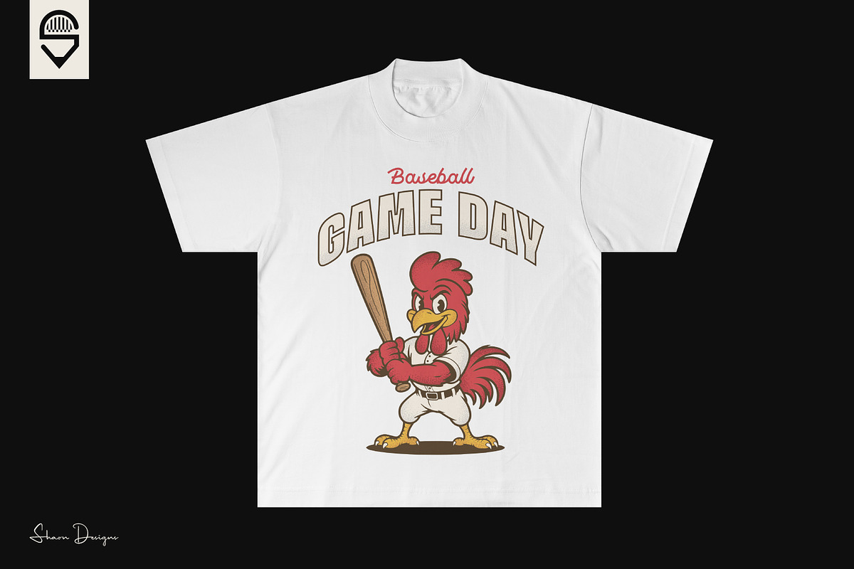 Baseball Game Day – Funny Rooster, a Sport Illustration by shaondesigns (Photo 2 of 4)