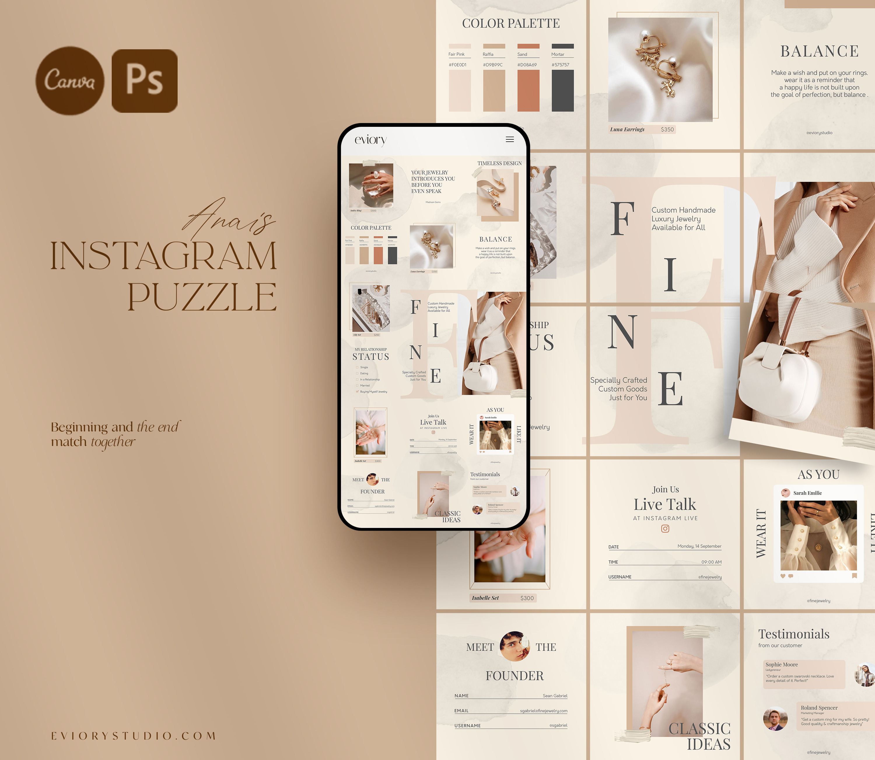 Instagram Puzzle Anais | PS CANVA, a Social Media Template by Eviory