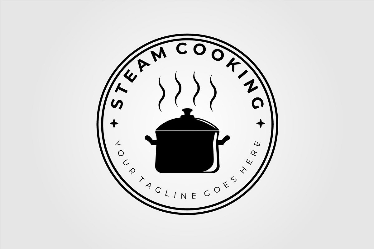 steam pan for cooking, saucepan logo, a Graphic by Rizkaarishandy_shop