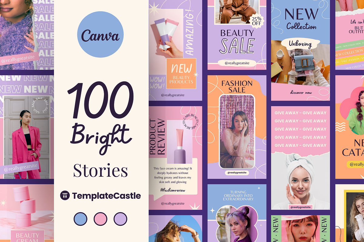 100 Bright Instagram Story Templates, a Templates & Theme by TemplateCastleStore (Photo 1 of 10)
