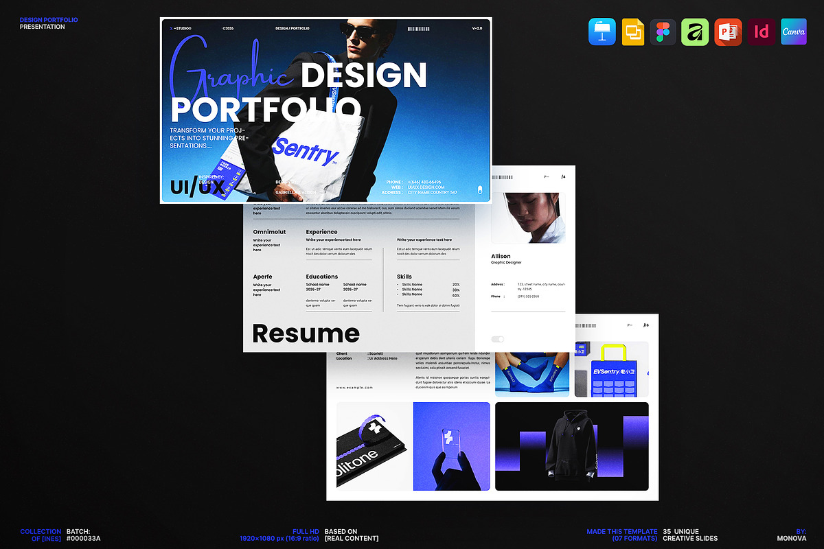 Minimal Design Portfolio Template, a Presentation Template by Studio Monova (Photo 1 of 19)