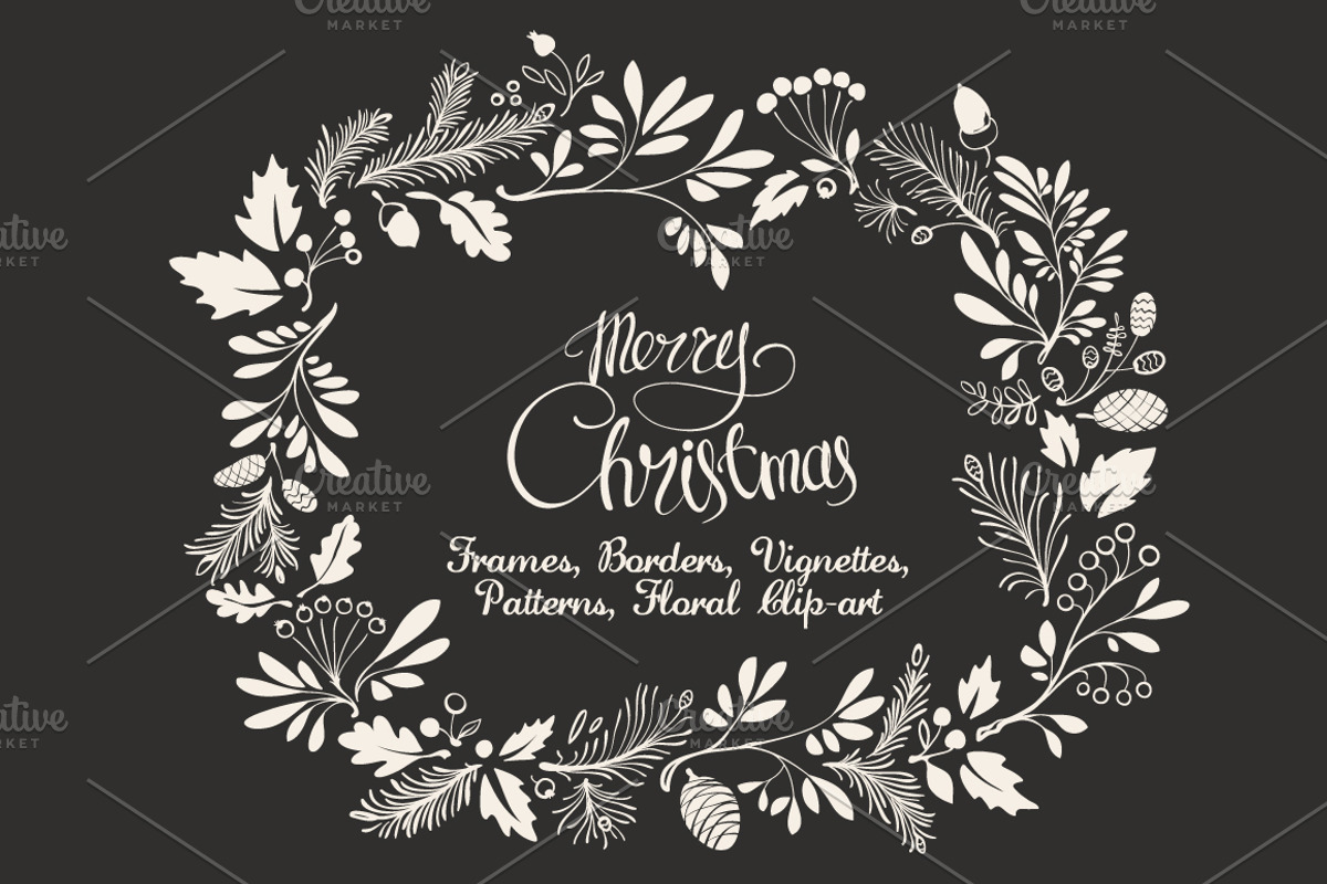 Christmas Hand-drawn Floral Decor, a Decorative Illustration by Adiemus (Photo 1 of 8)