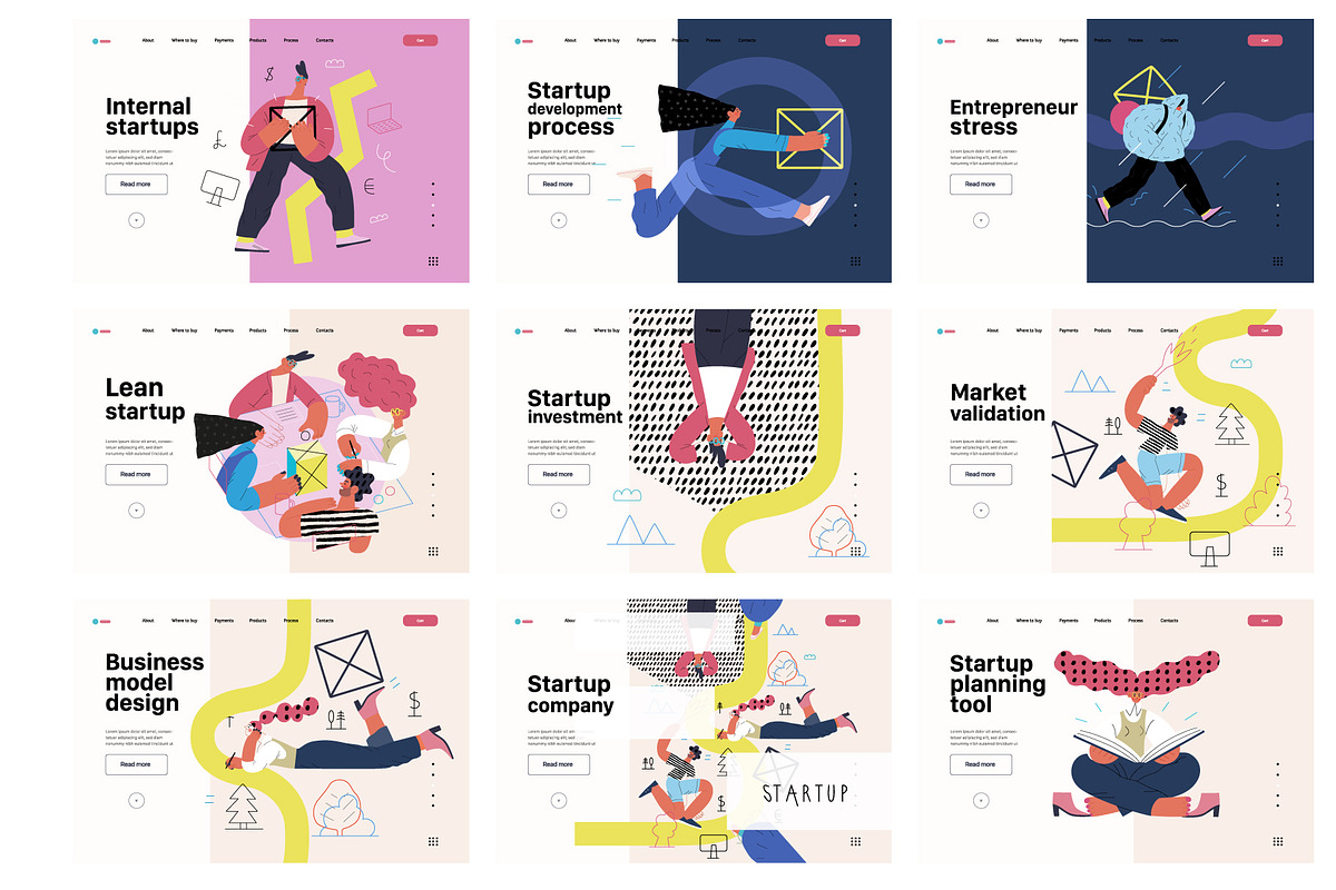 Startups flat vector illustrations, a Templates & Theme by Grivina's shop (Photo 30 of 45)