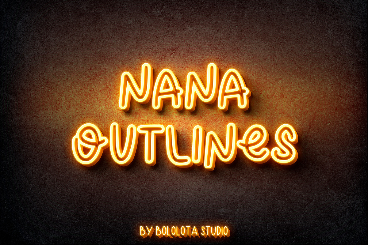 Nana Outlines font, a Handwritten Font by Bololota Studio (Photo 1 of 3)