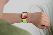 24 Watch Series 11 in Hand Mockups, a Wearable Device Mockup by Asylab (Thumbnail 96 of 107)