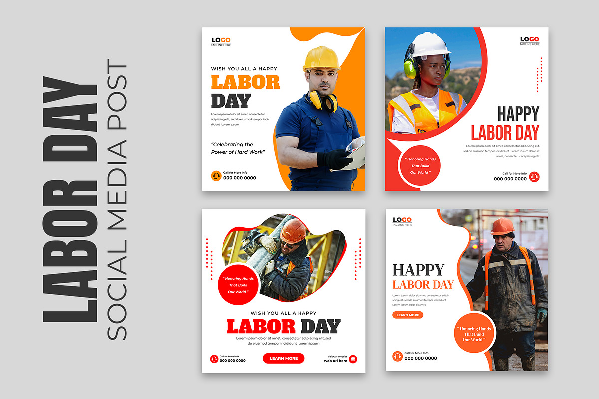 Labor Day Social Media Post Design, a Social Media Template by Designgrove (Photo 1 of 2)