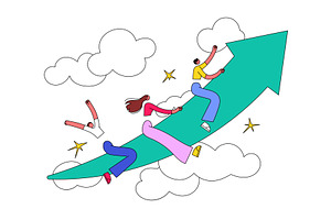 People on the arrow are moving up, a Finance Illustration by undrey