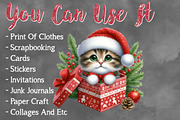 Christmas Cat Sublimation Clipart, a Seasonal Illustration by Craft Nest (Thumbnail 5 of 5)