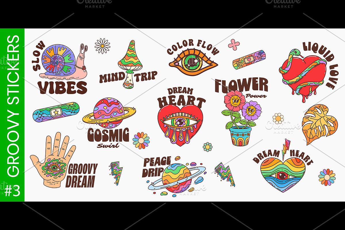 Retro Y2K groovy funky stickers, an Object Illustration by Buch&Bee (Photo 3 of 3)