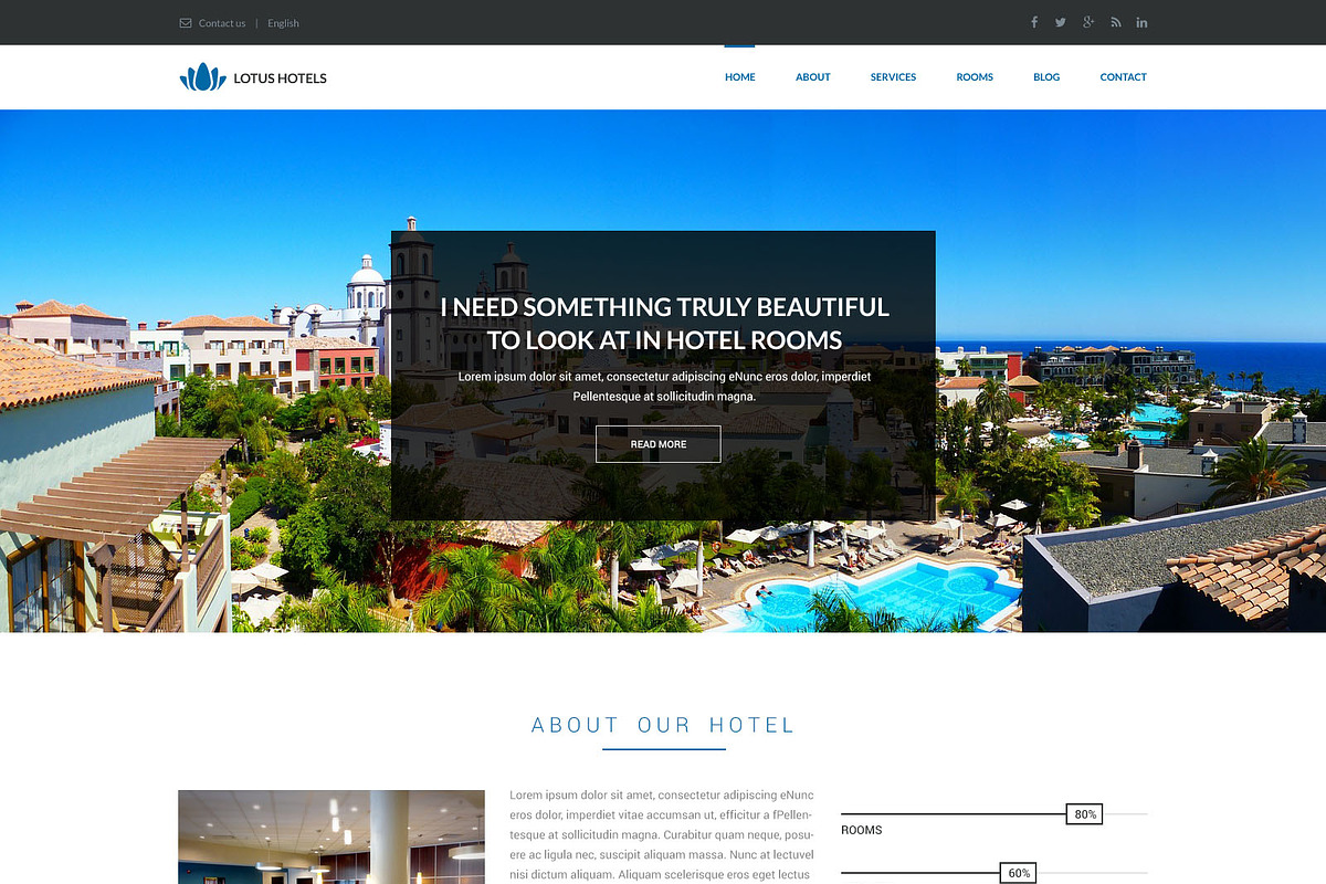 One Page Hotels PSD Website Template, a Landing Page Template by WebbyTemplates (Photo 2 of 4)