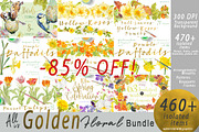 BUNDLE Golden-Yellow Flowers -85%, an Illustration by watercolorwild.graphics (Thumbnail 12 of 12)