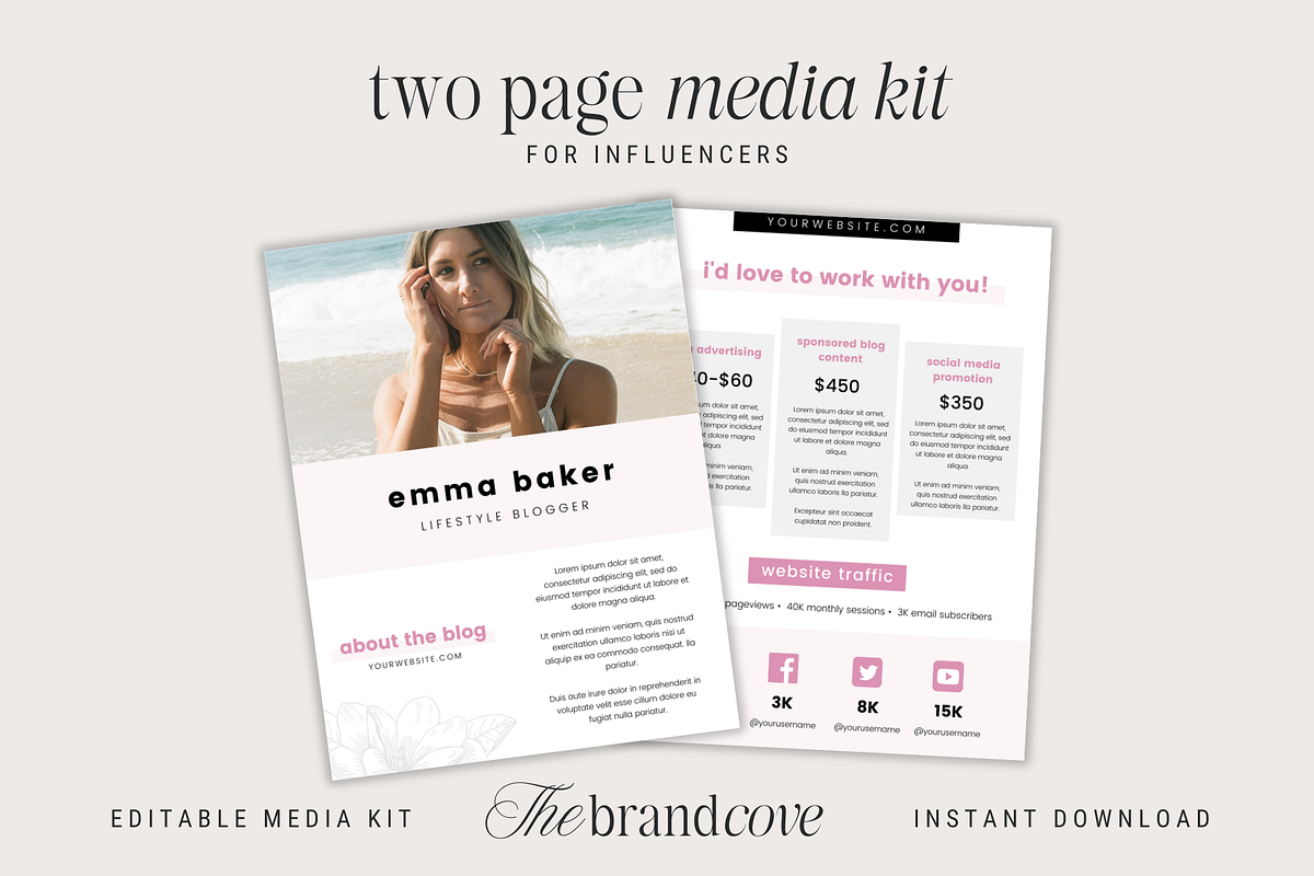 Influencer Media Press Kit, a Resume Template by thebrandcove (Photo 2 of 10)