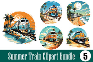 Summer Train Clipart Sublimation, an Illustration by Wow Magic