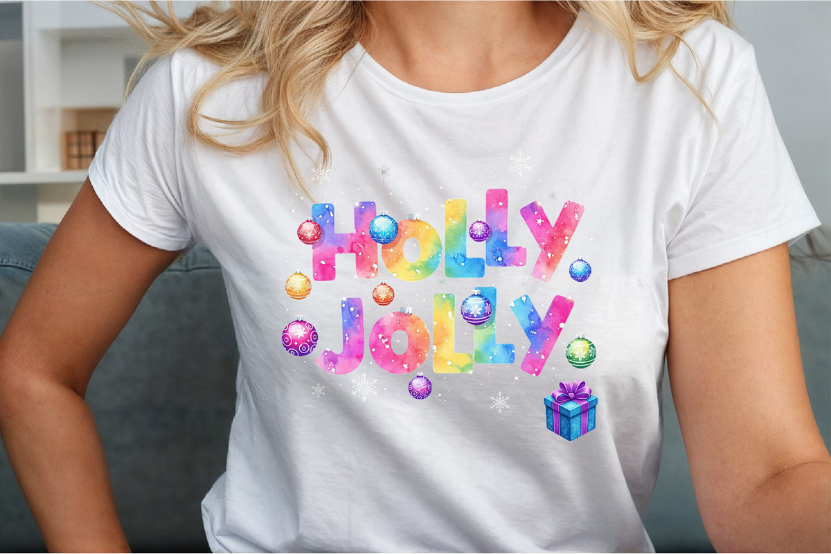 Colorful Glitter Holly Jolly Png, an Illustration by Sublimation Artist (Photo 4 of 9)
