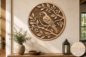 Bird On Branch Laser Cut, an Object Graphic by Rose Art