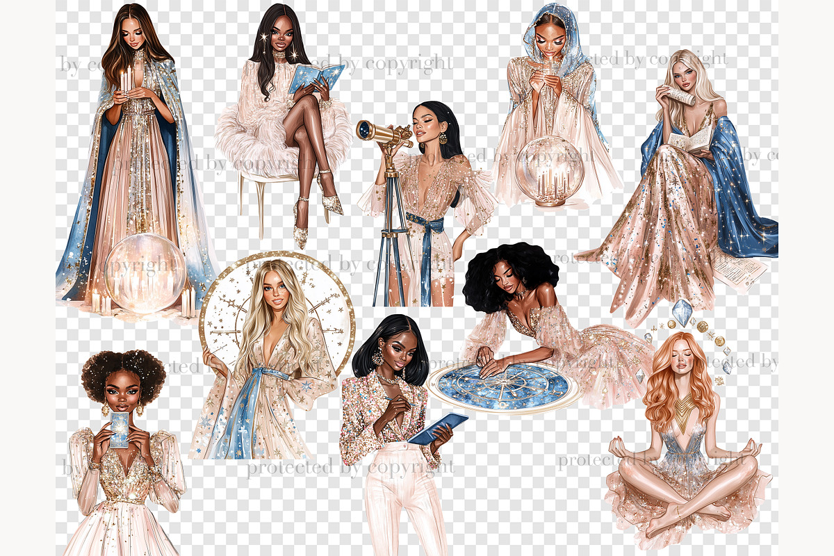 Zodiac Sign Clipart Set Celestial, a Person Illustration by GlamArtZhanna (Photo 8 of 8)