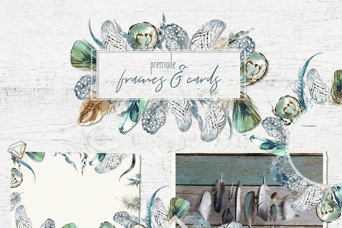Boho Feathers Watercolor Collection, an Illustration by Cat In Colour (Photo 2 of 7)