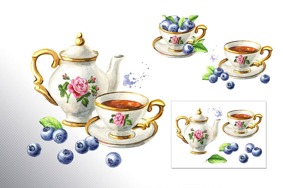 Blueberry. Watercolor collection, a Food Illustration by Daria Ustiugova (Photo 20 of 25)