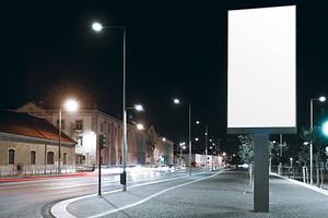 Night city billboard mockup, a Photo by SkyNext