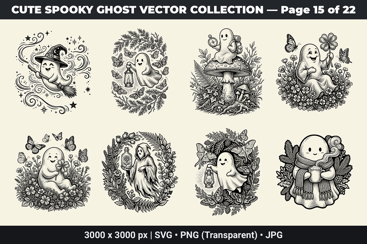 Cute Ghost SVG Bundle Vol - 01, an Object Graphic by XPERTDESIGNER (Photo 5 of 21)