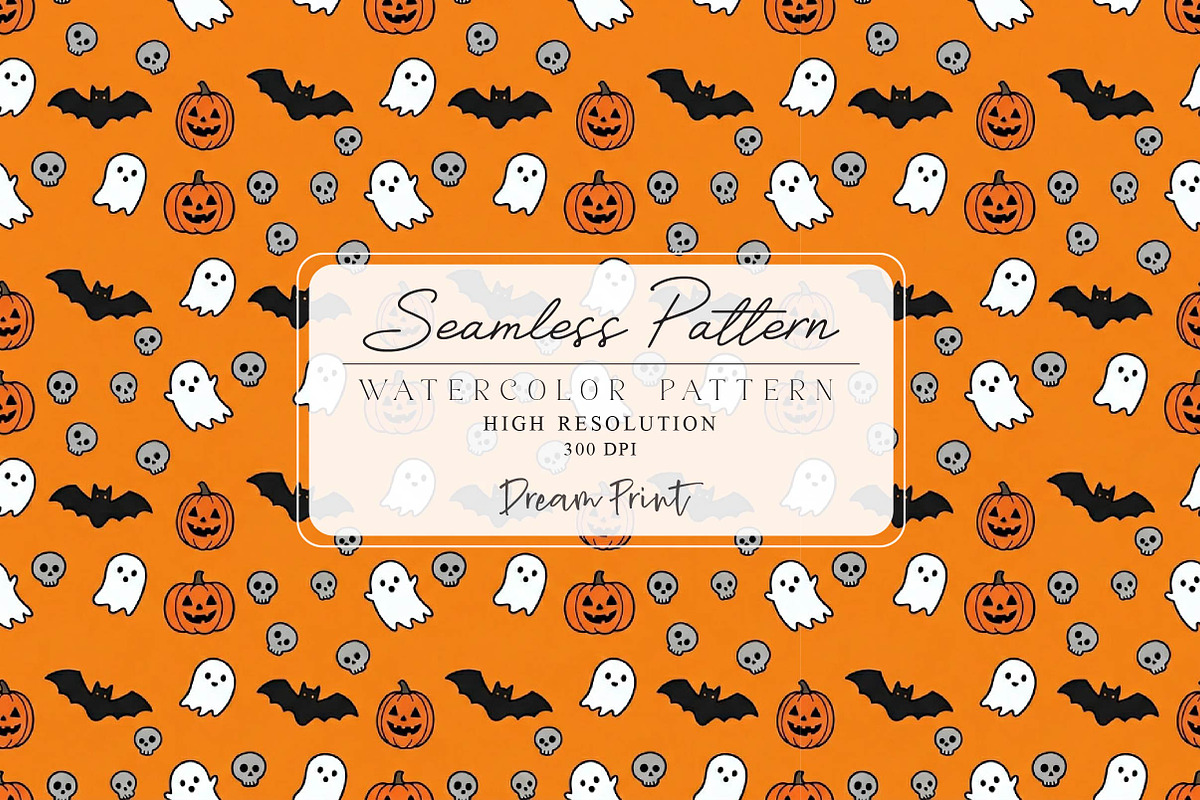 Spooky Halloween Seamless Pattern, a Texture Illustration by DreamPrint404 (Photo 1 of 3)
