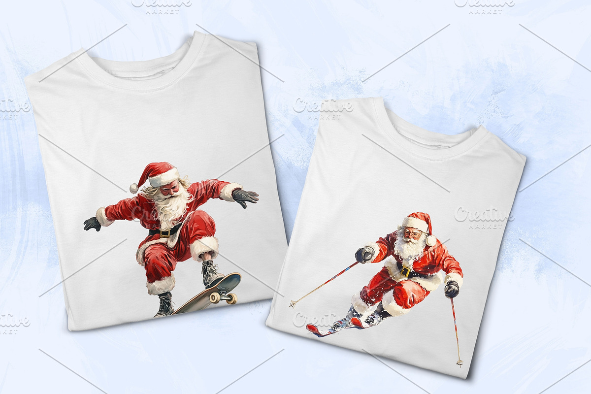 Santa Sports Watercolor Illustration, a Seasonal Illustration by Honey Island Studio (Photo 3 of 3)
