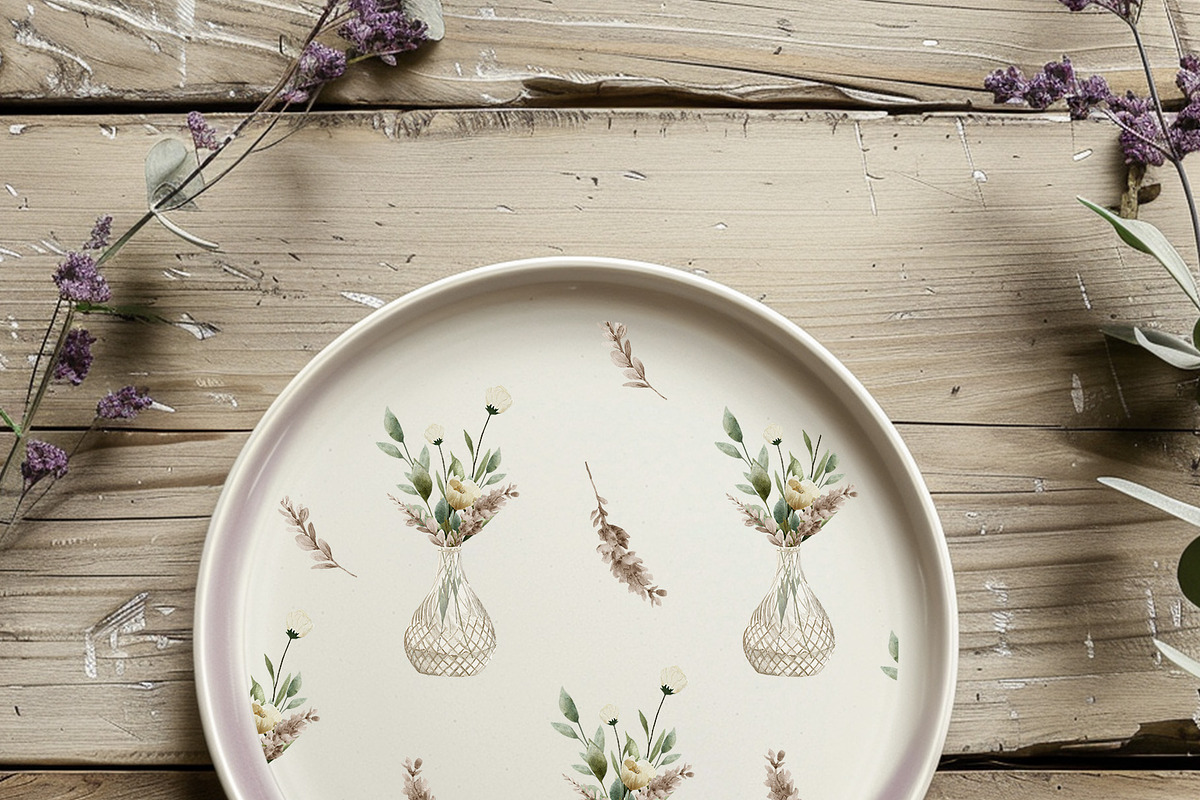 Delicate Flowers & Glass Vases Set, a Decorative Illustration by Sunshine Art (Photo 6 of 13)