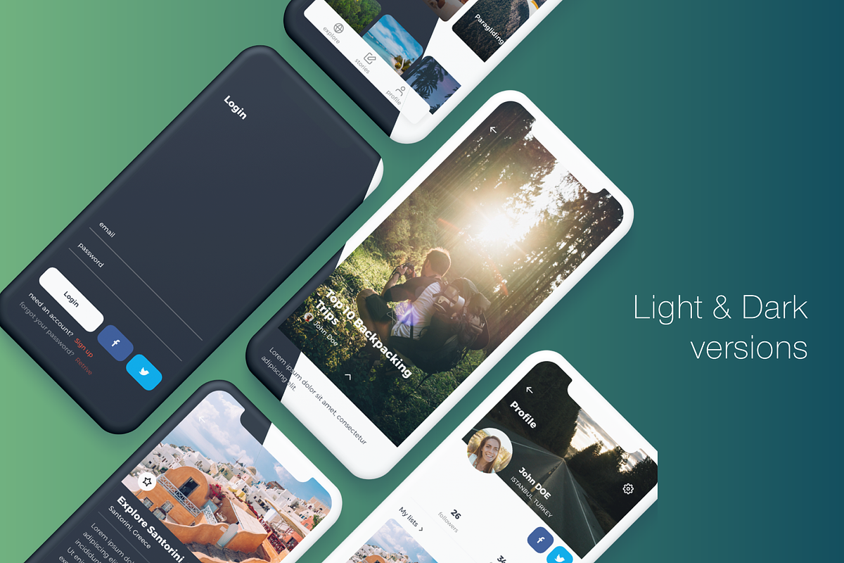 Voyago - Travel App Sketch Template, an UI Kit Template by uicube (Photo 1 of 4)