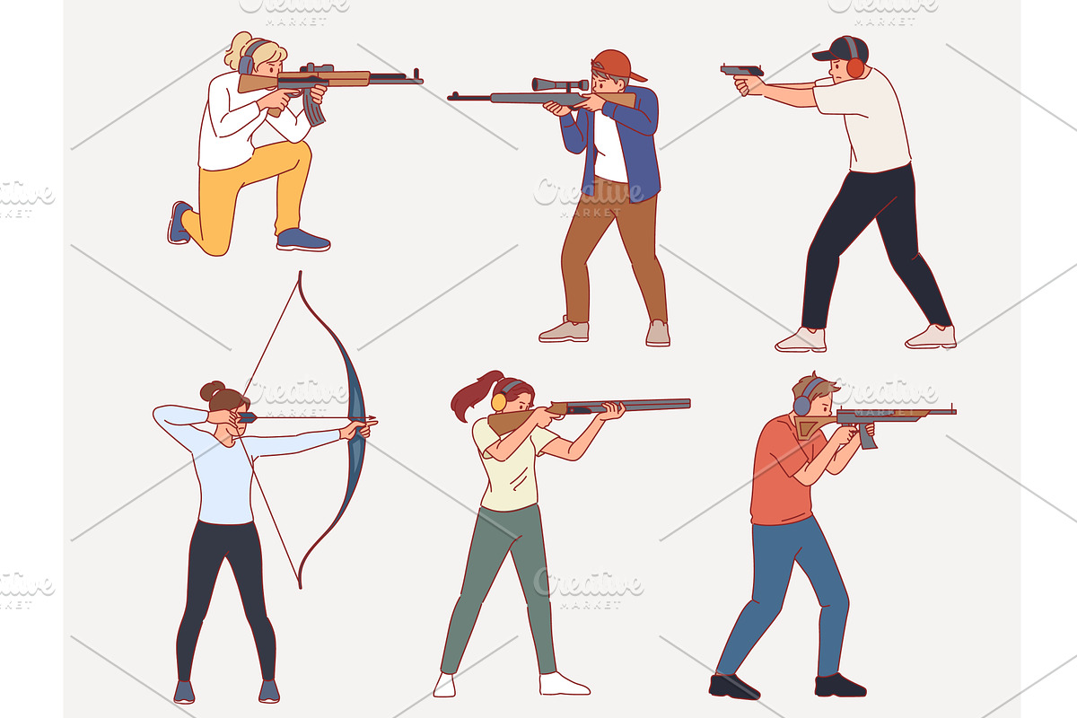 Sports shooting. People with bows, a Sport Illustration by YummyBuum