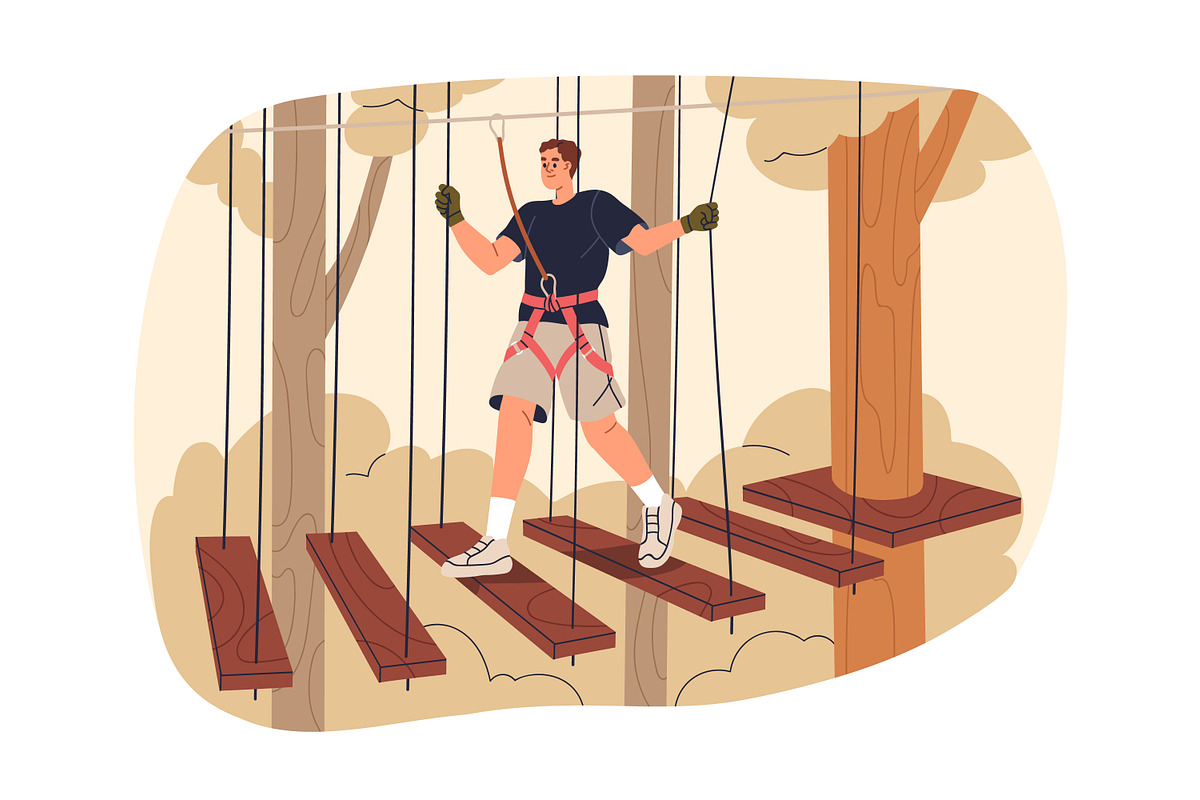 People climbing in rope park set, a Sport Illustration by Good Studio (Photo 10 of 25)