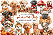 Watercolor Autumn Dog Clipart, an Illustration by Designworld (Thumbnail 1 of 5)