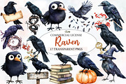 Watercolor Raven Clipart, an Illustration by Designworld (Thumbnail 1 of 5)