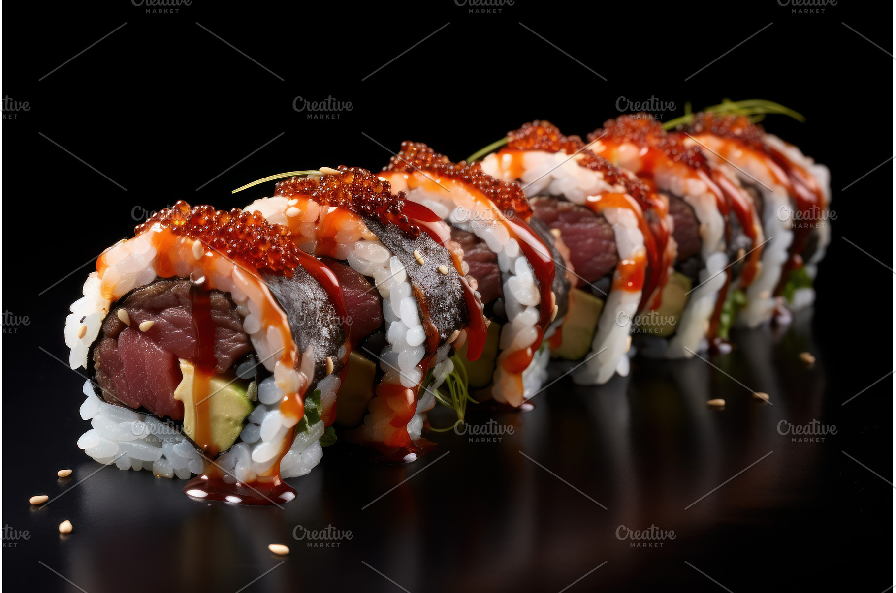 Japanese food roll. Generate Ai, a Food & Drink Photo by Ylivdesign