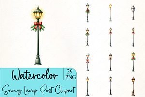 Snowy Lamp Post Clipart, an Illustration by CrexoraLab