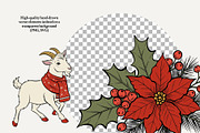 Retro Christmas Clipart Vector Set, an Animal Illustration by ilonitta (Thumbnail 5 of 12)