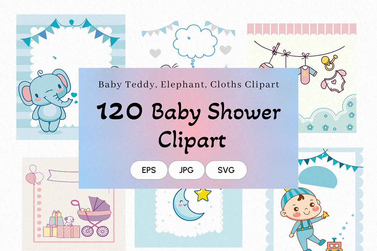 Baby Shower Clipart Bundle, an Illustration by Helospace (Photo 1 of 10)