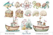 Watercolor Cute Sea Animals Clipart, an Illustration by MockupWizard (Thumbnail 3 of 6)